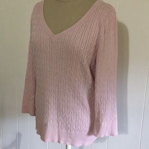 Pretty in pink cable knit sweater